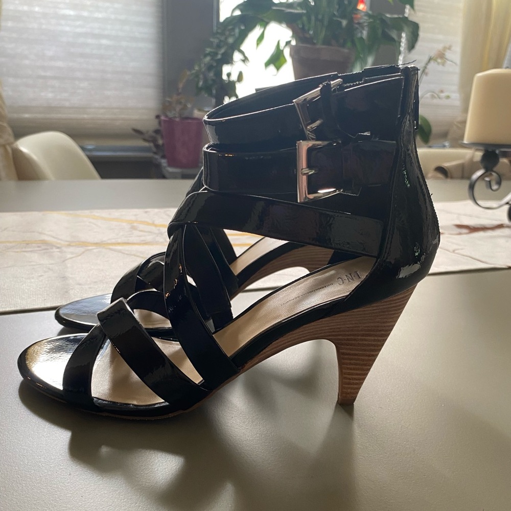 INC Scrappy black sandals. Size 9M.